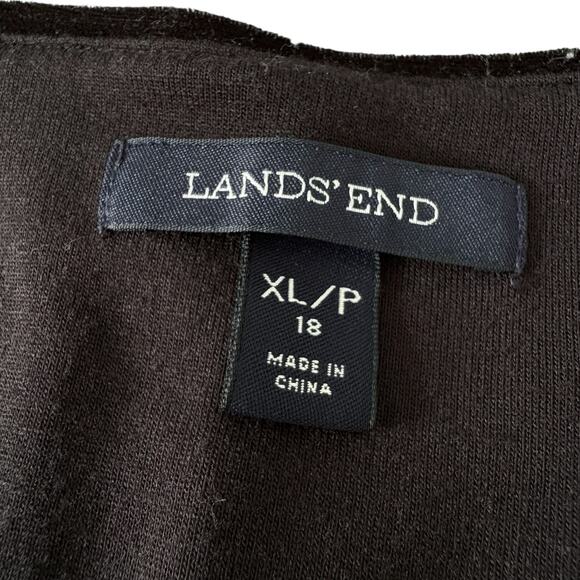 Lands’ End Floral Velvet Fit & Flare Dress XL Goth Preppy Old Money Holiday Blck - Picture 4 of 7